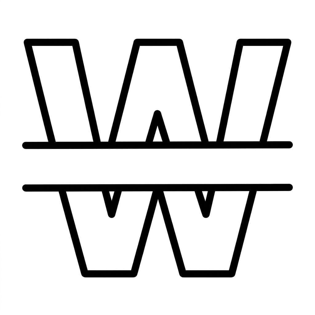 Huruf W Terbagi Horizontal