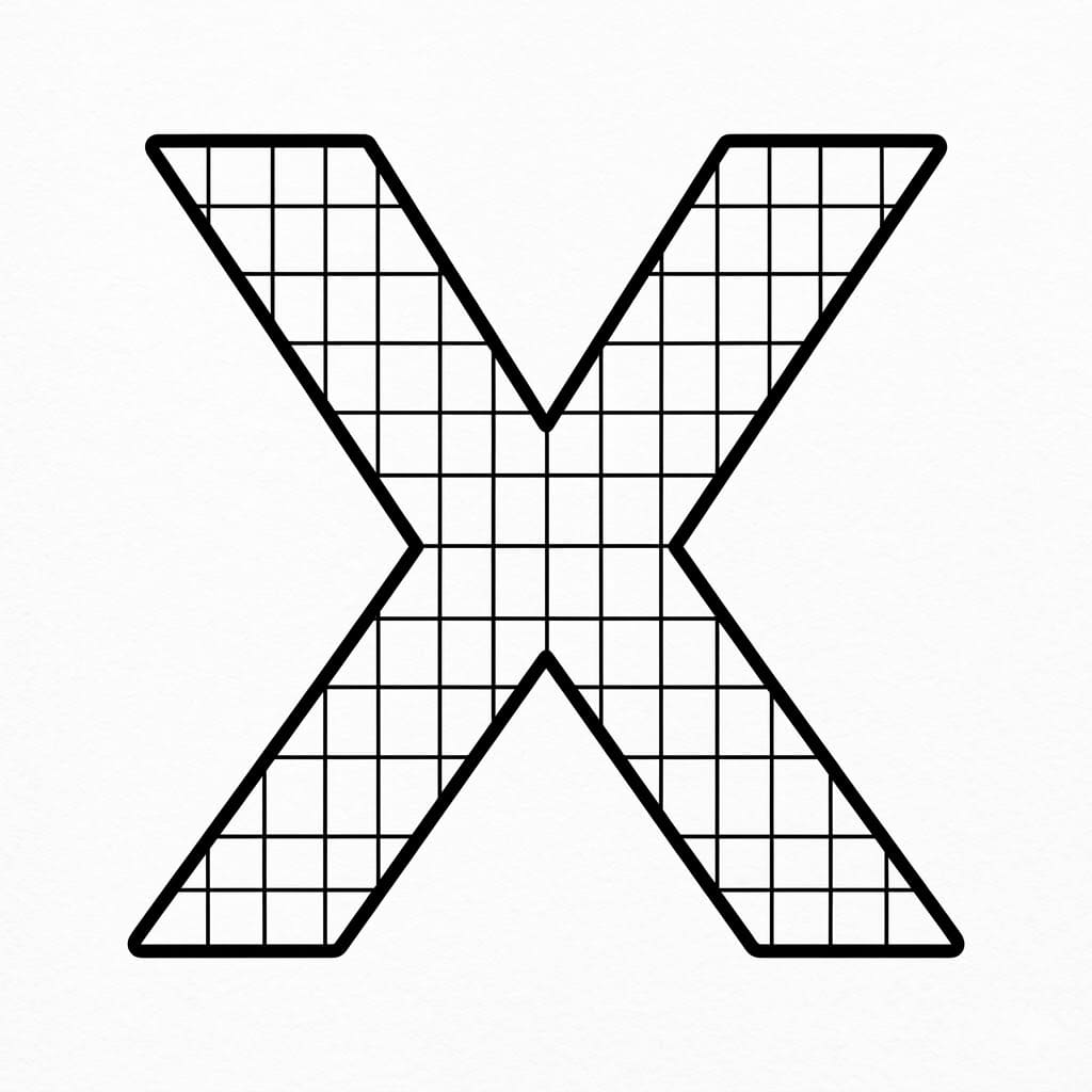 Huruf X kotak-kotak