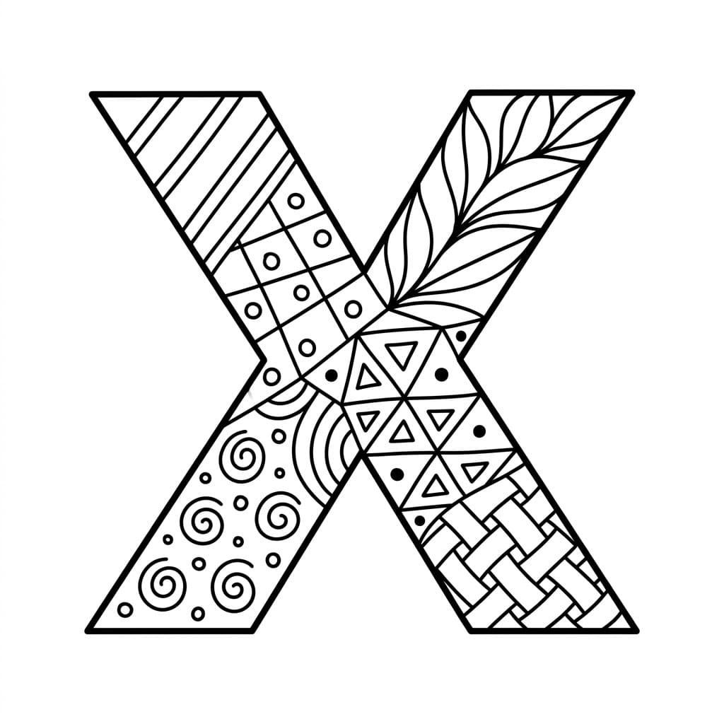 Huruf X zentangle