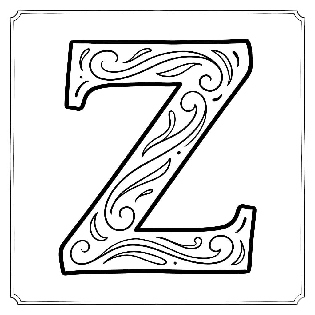 Huruf Z garis putus-putus melengkung