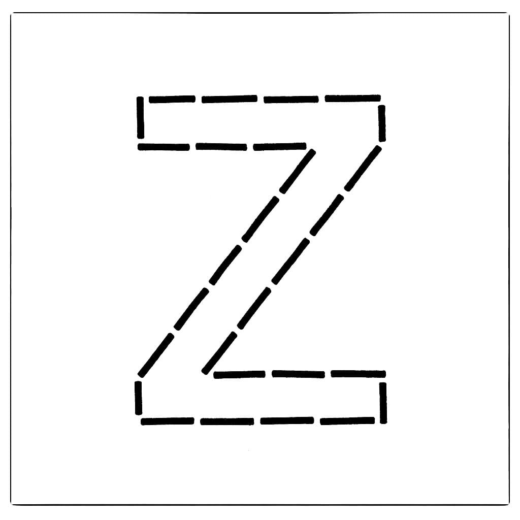 Huruf Z memiliki garis putus-putus