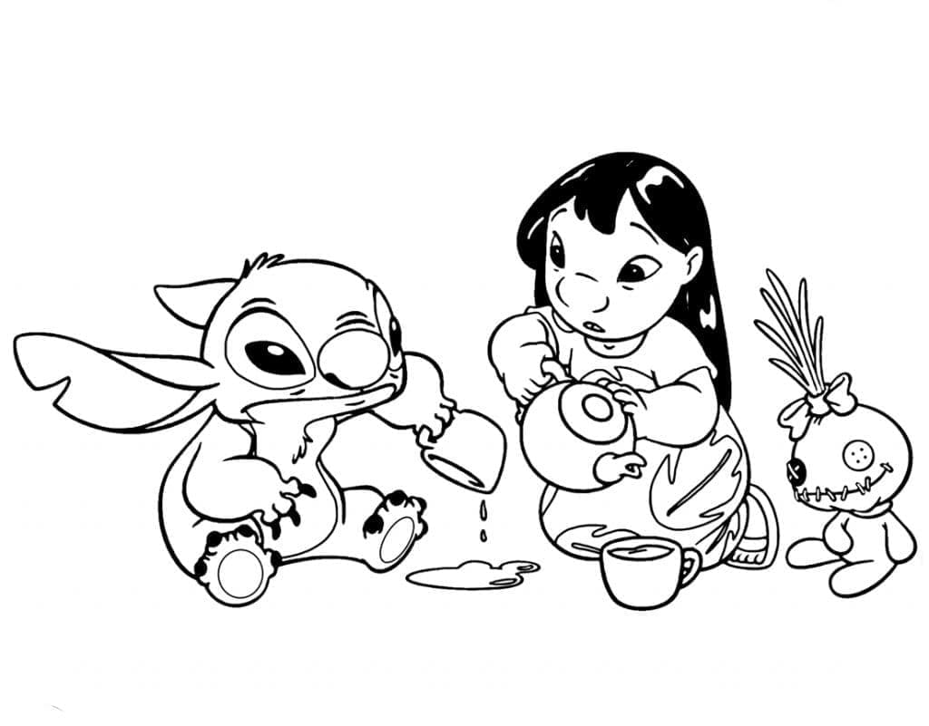 Lilo dan Stitch Minum Teh