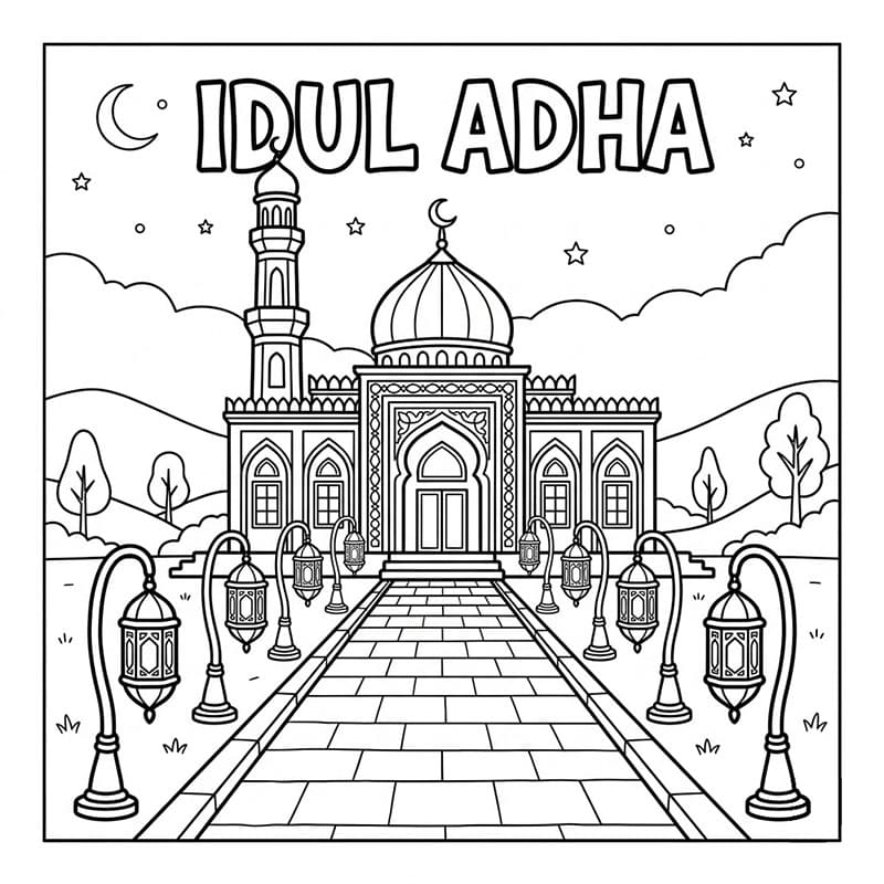 Masjid dan Lampu Idul Adha