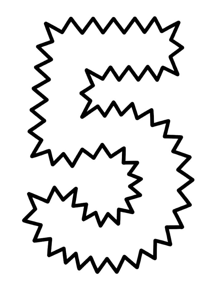 Angka 5 Garis Luar Zig-zag