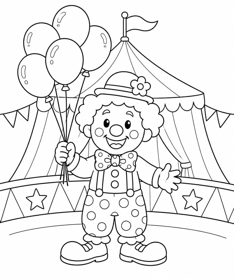 Badut Sirkus dengan Balon