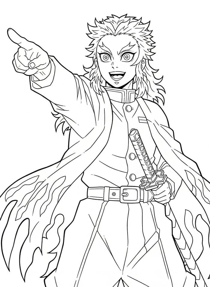 Kyojuro Rengoku menunjuk