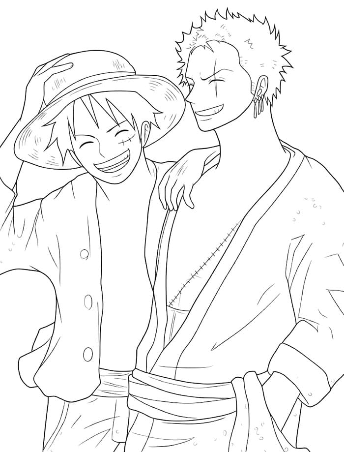 Luffy dan Zoro tertawa