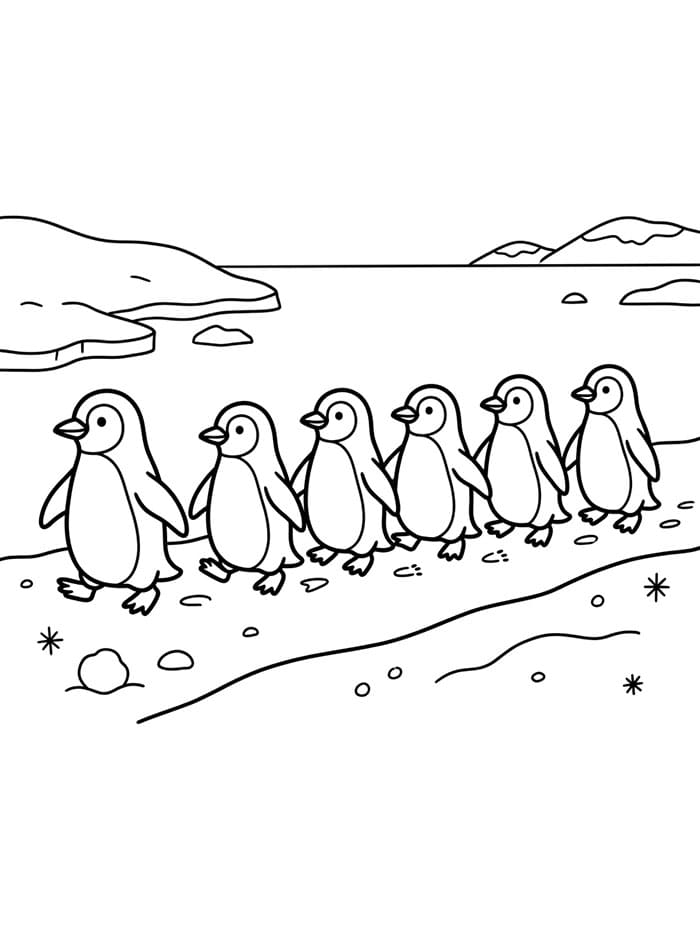 Penguin berjalan bersama
