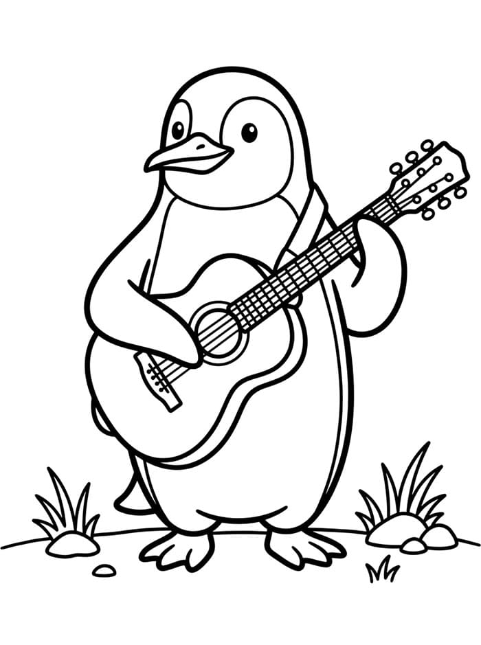 Penguin bermain gitar