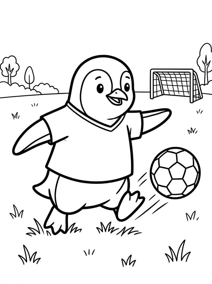 Penguin bermain sepak bola