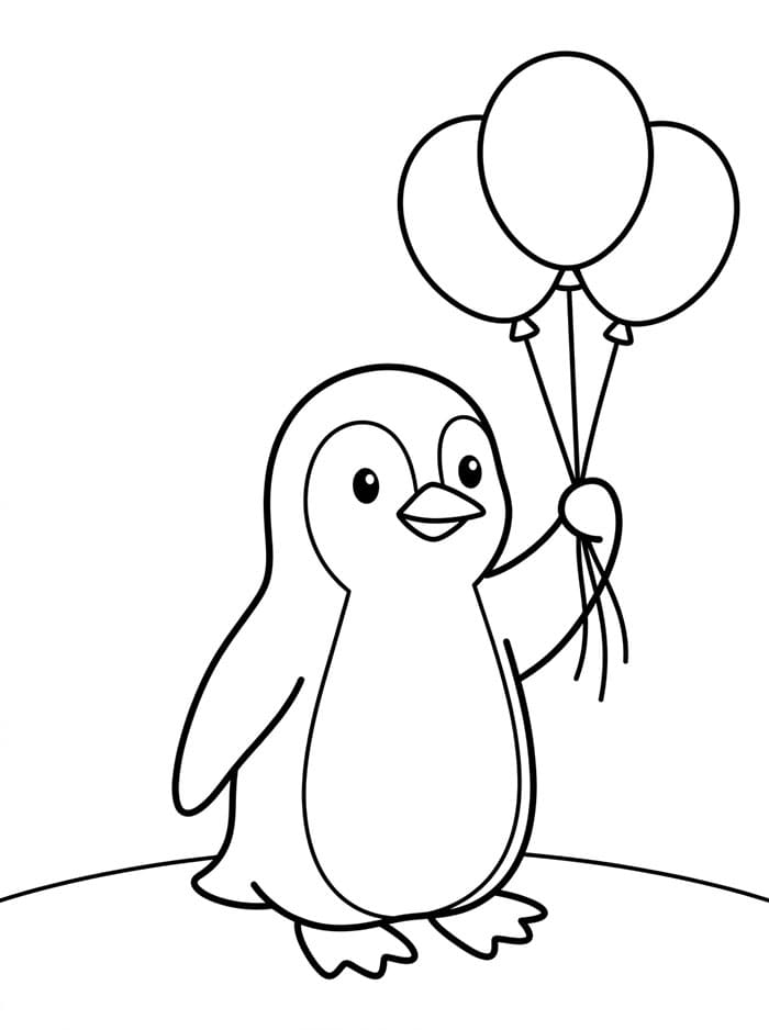 Penguin memegang balon