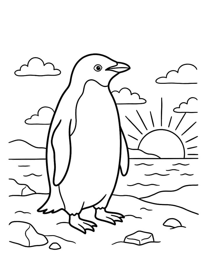 Penguin saat matahari terbit