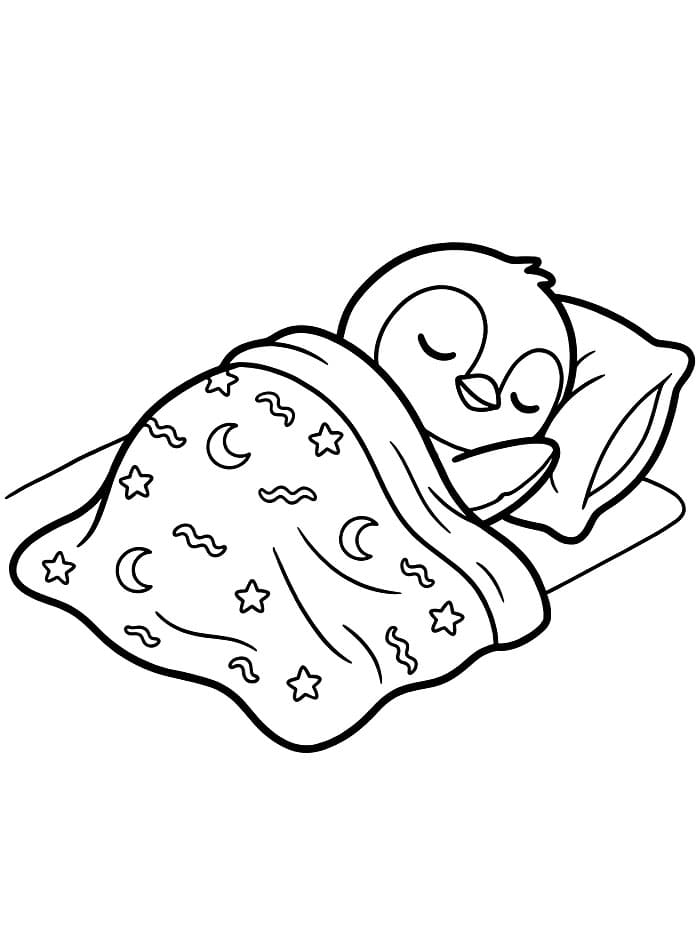 Penguin tidur dengan selimut
