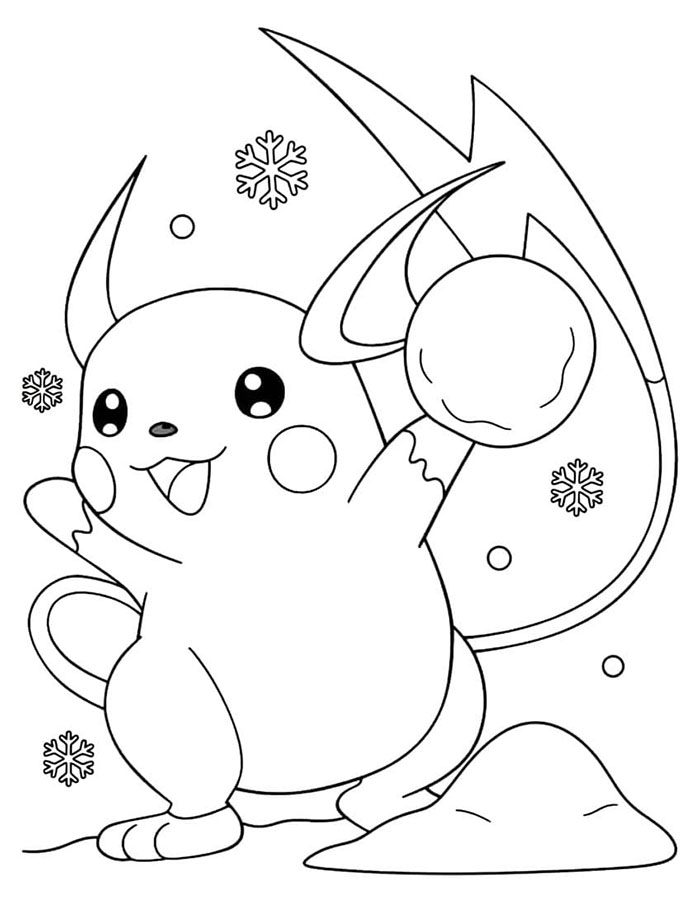 Raichu bermain di salju
