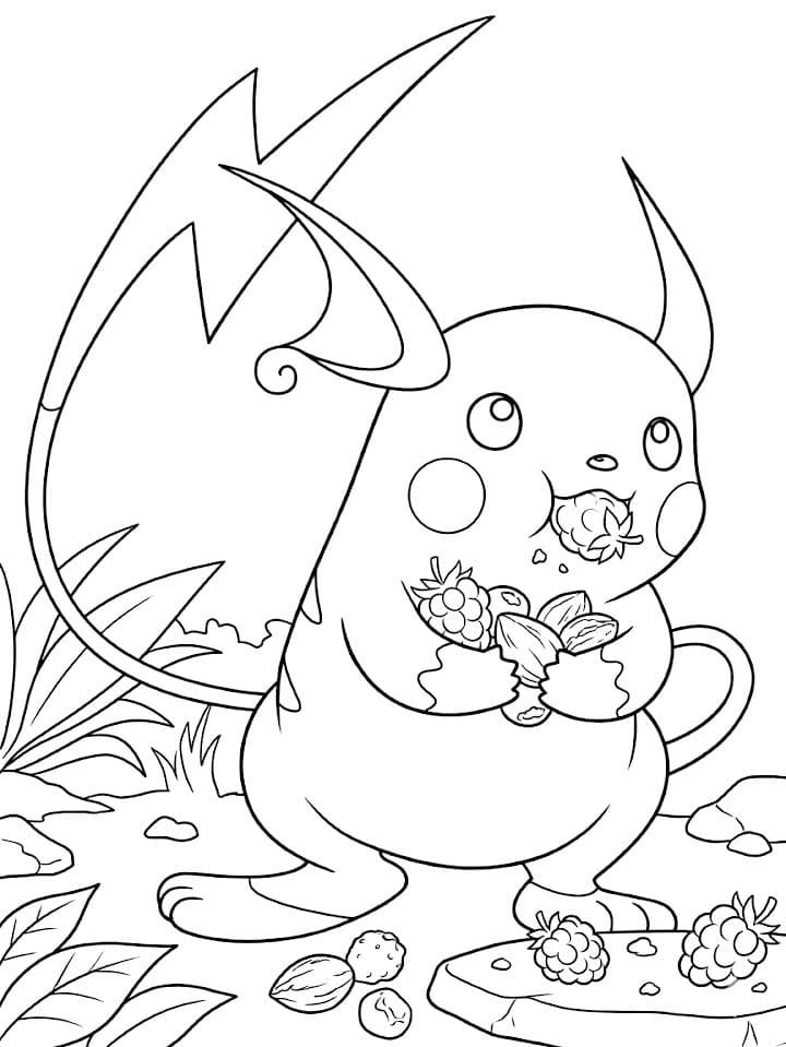 Raichu sedang makan