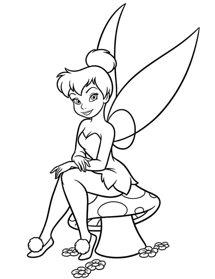 Tinkerbell Duduk di Atas Jamur