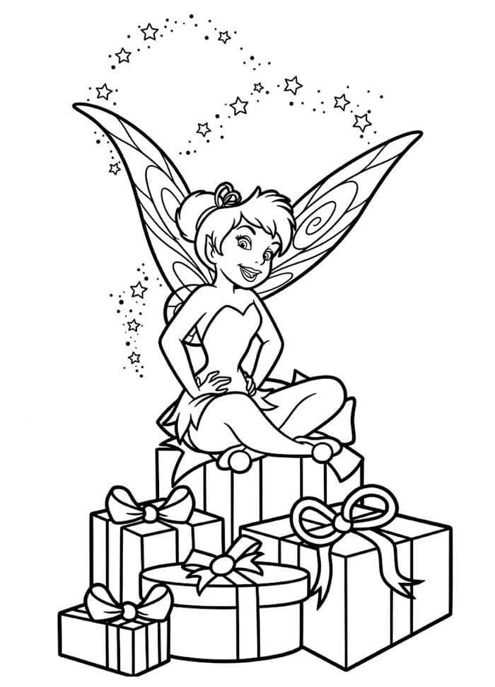 Tinkerbell Duduk di Kotak Hadiah