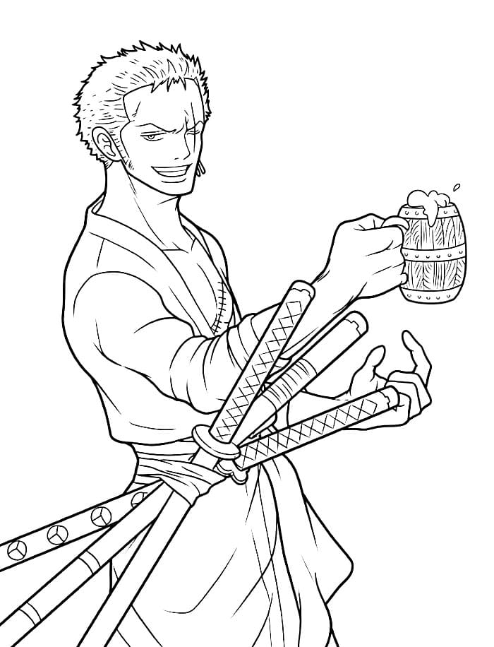 Zoro dengan Mug Bir