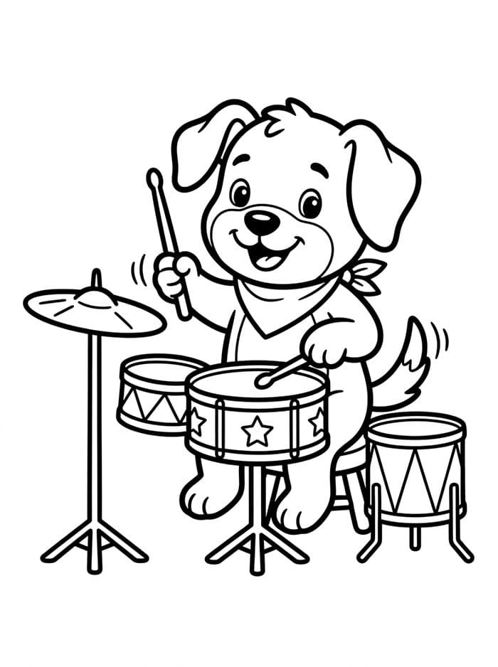 Anak Anjing Bermain Drum