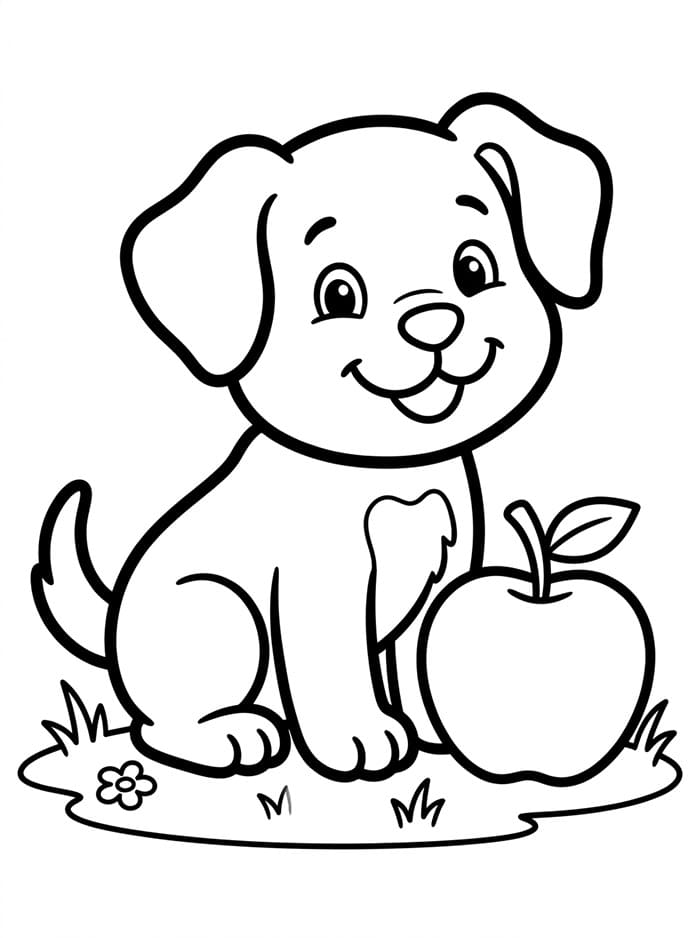 Anak Anjing dengan Apel