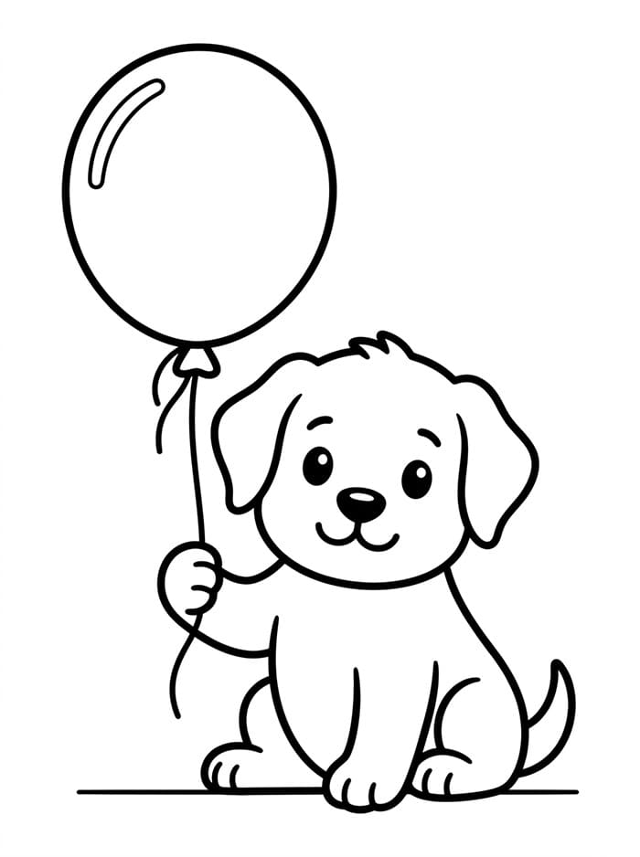 Anak Anjing dengan Balon