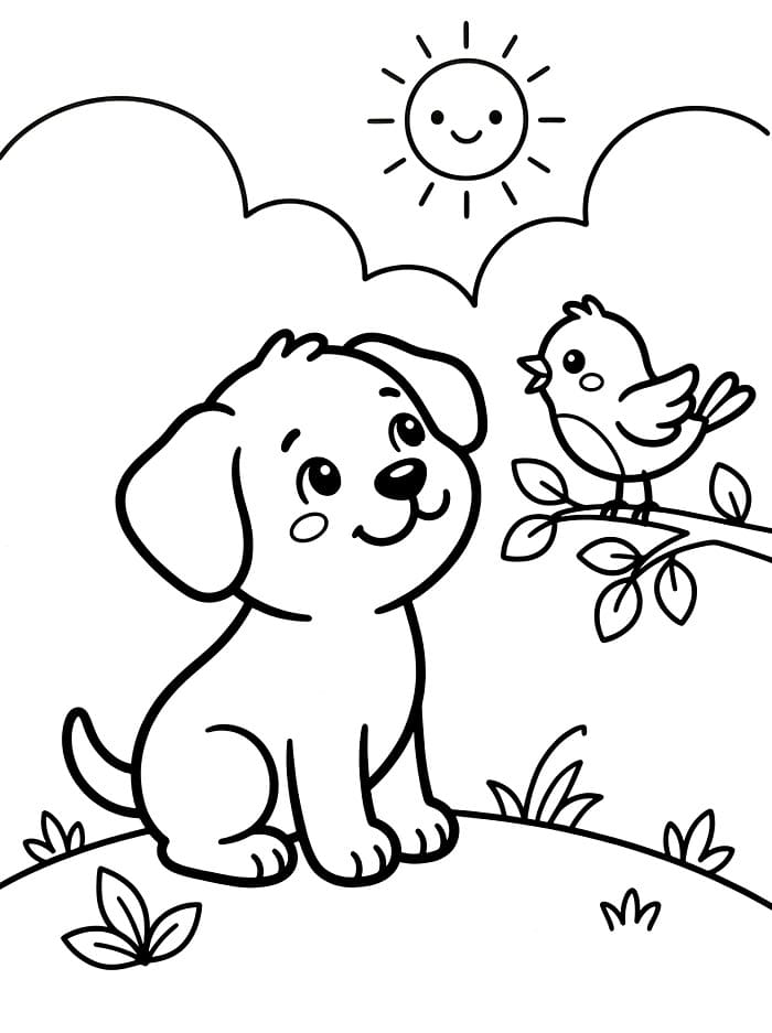 Anak Anjing dengan Burung