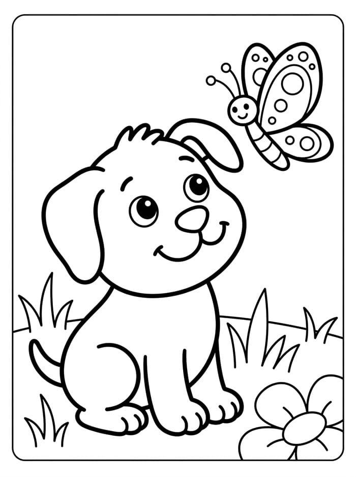 Anak Anjing dengan Kupu-kupu