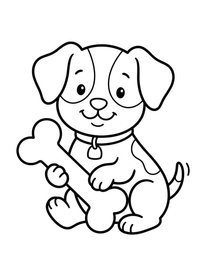 Anak Anjing dengan Tulang