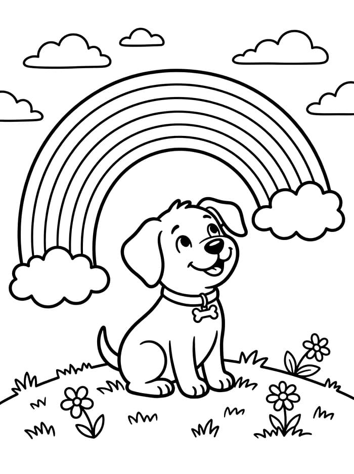 Anak Anjing di Bawah Pelangi