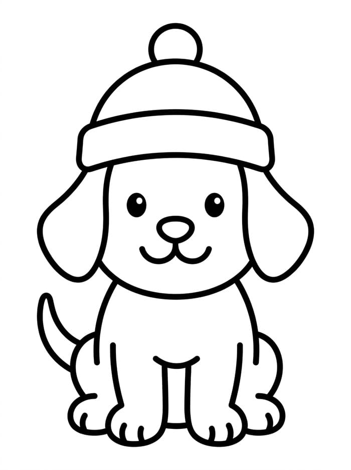 Anak Anjing Memakai Topi