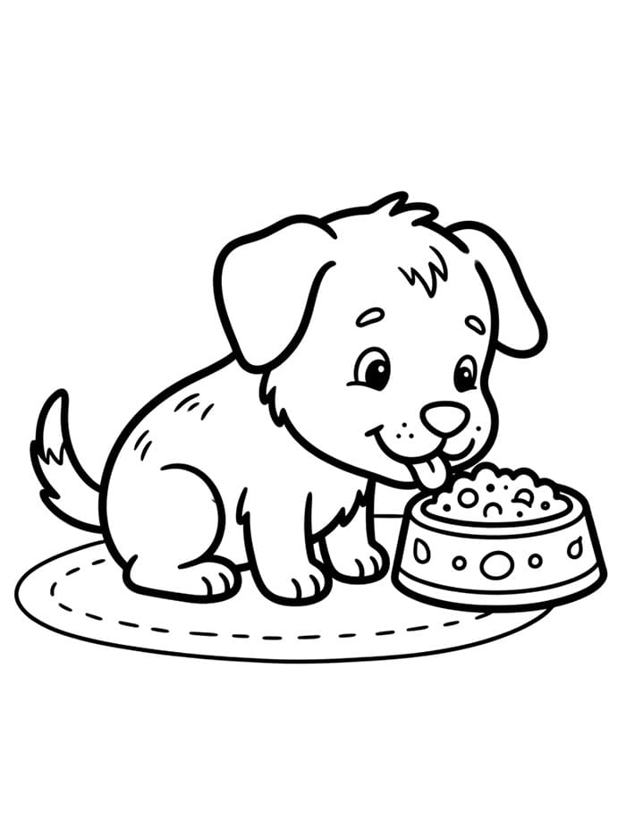 Anak Anjing Sedang Makan