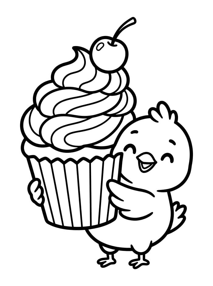 Anak Ayam dengan Kue Cupcake