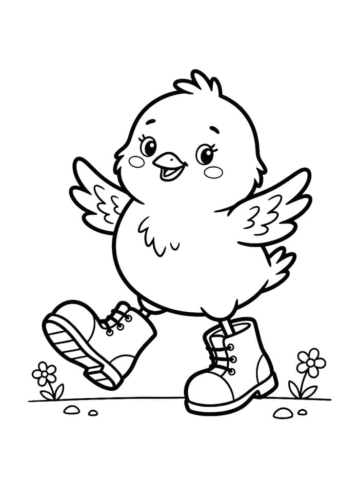 Anak Ayam Memakai Sepatu Besar