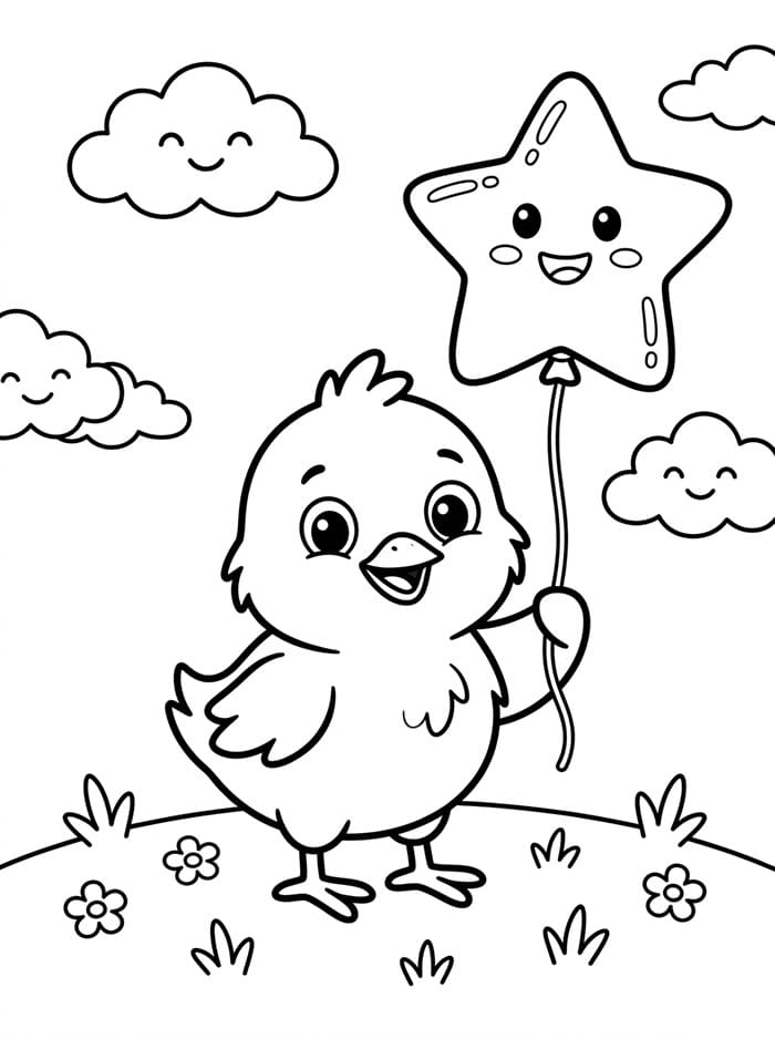 Anak Ayam Memegang Balon