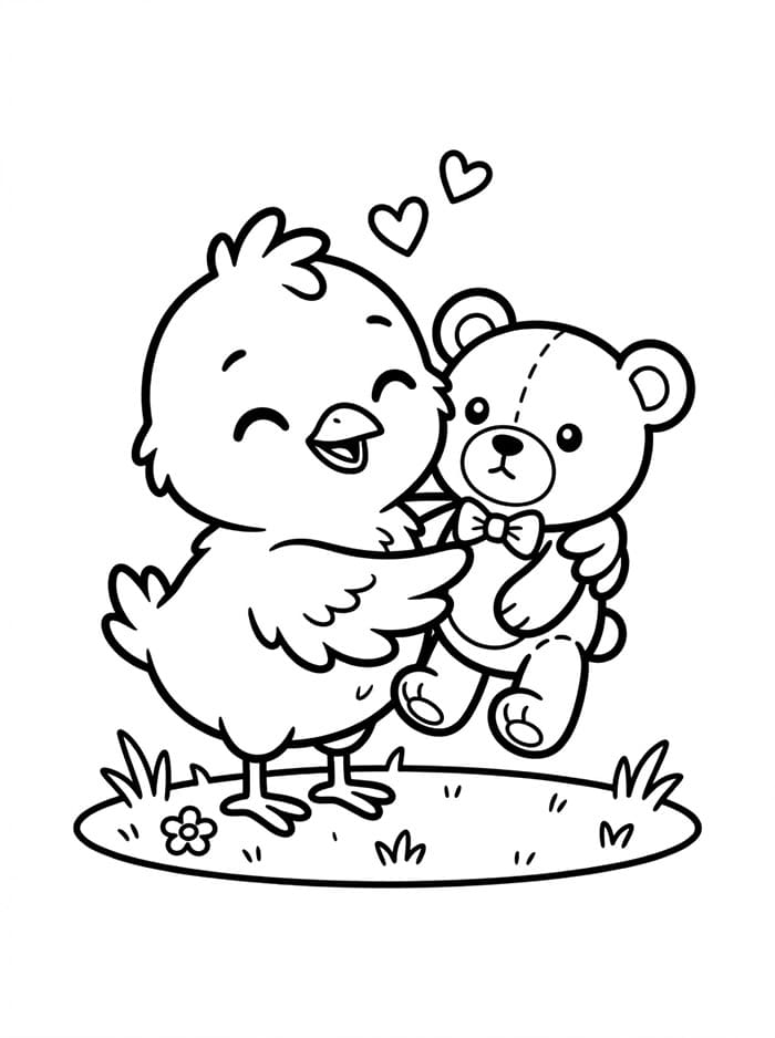 Anak Ayam Menggendong Boneka