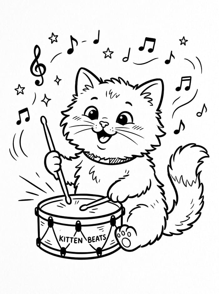 Anak Kucing Bermain Drum