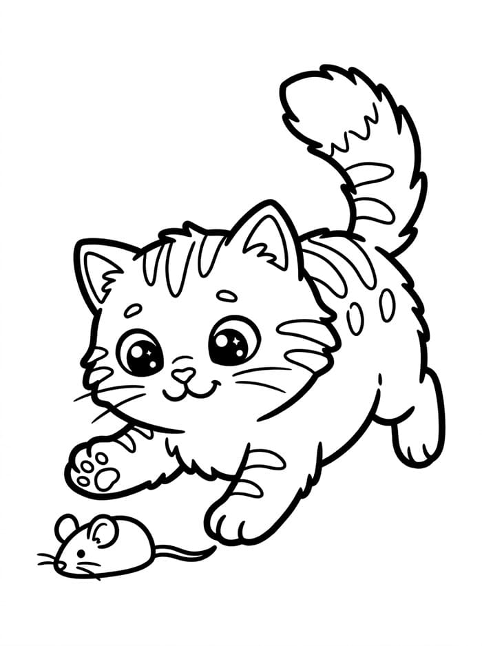 Anak Kucing Bermain Tikus Mainan