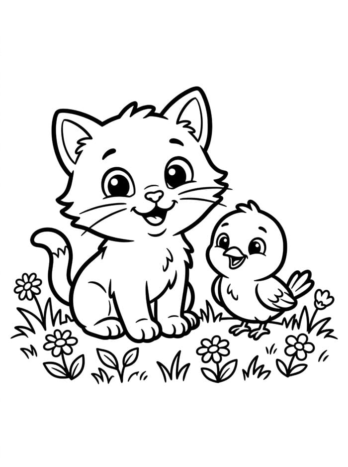 Anak Kucing dan Burung Kecil