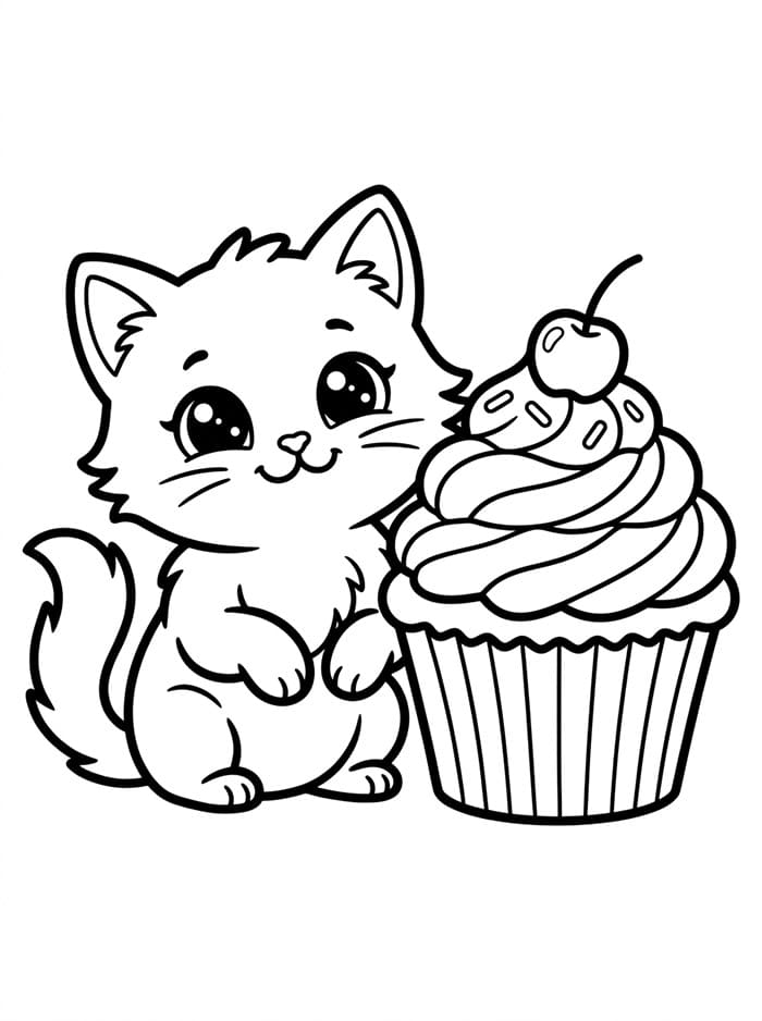 Anak Kucing dengan Cupcake