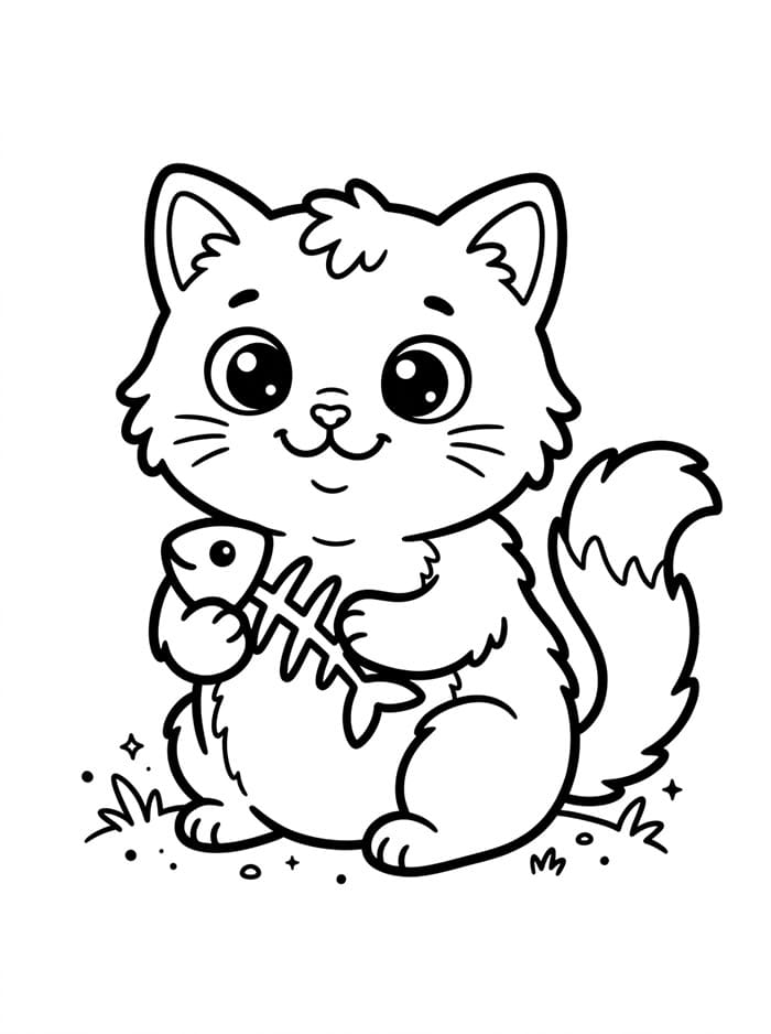Anak Kucing dengan Tulang Ikan
