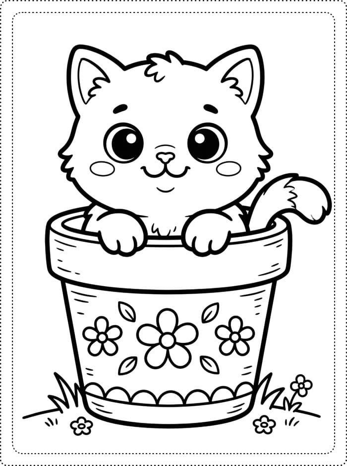 Anak Kucing di Pot Bunga