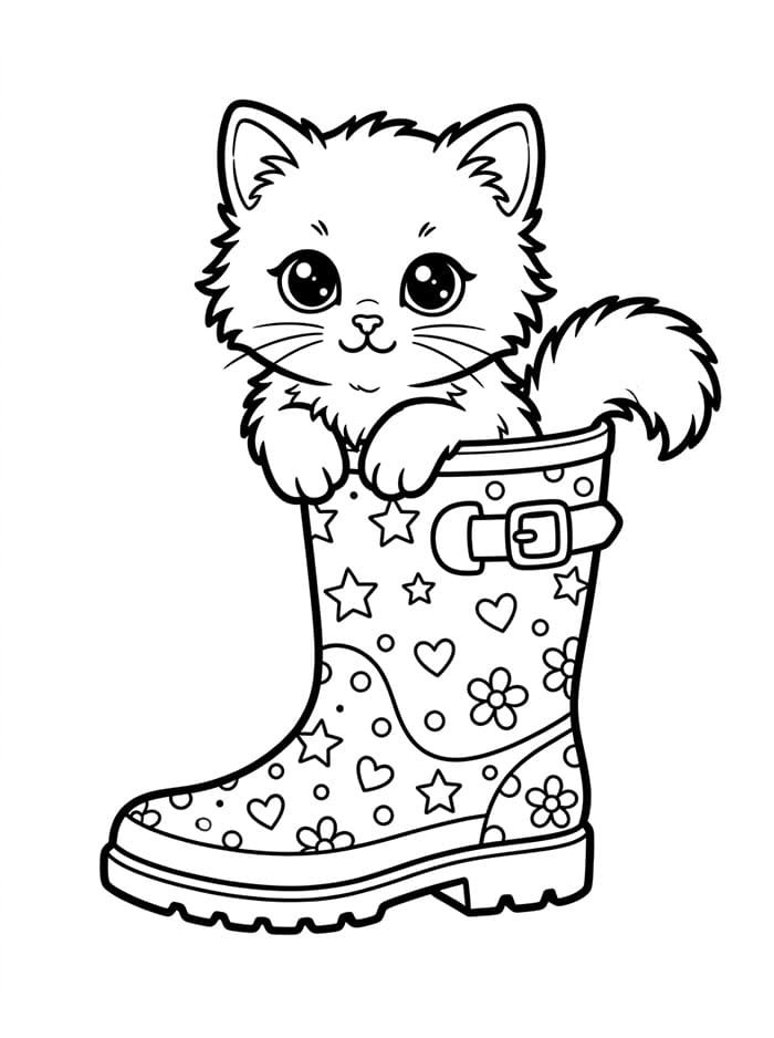 Anak Kucing di Sepatu Bot Hujan