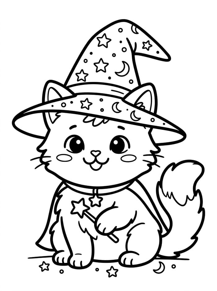 Anak Kucing Memakai Topi Penyihir