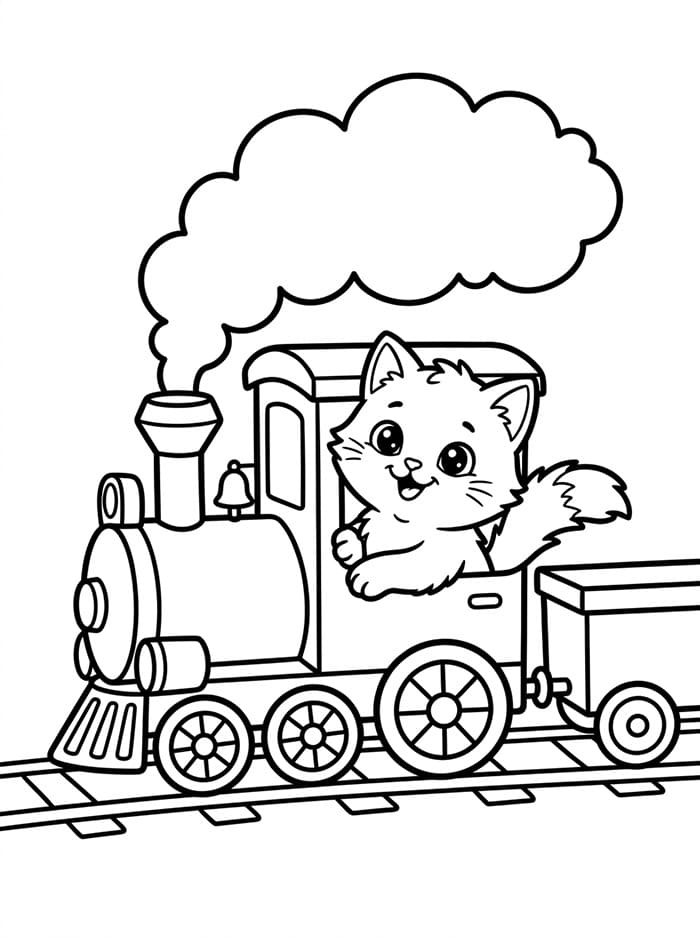 Anak Kucing Naik Kereta Mainan
