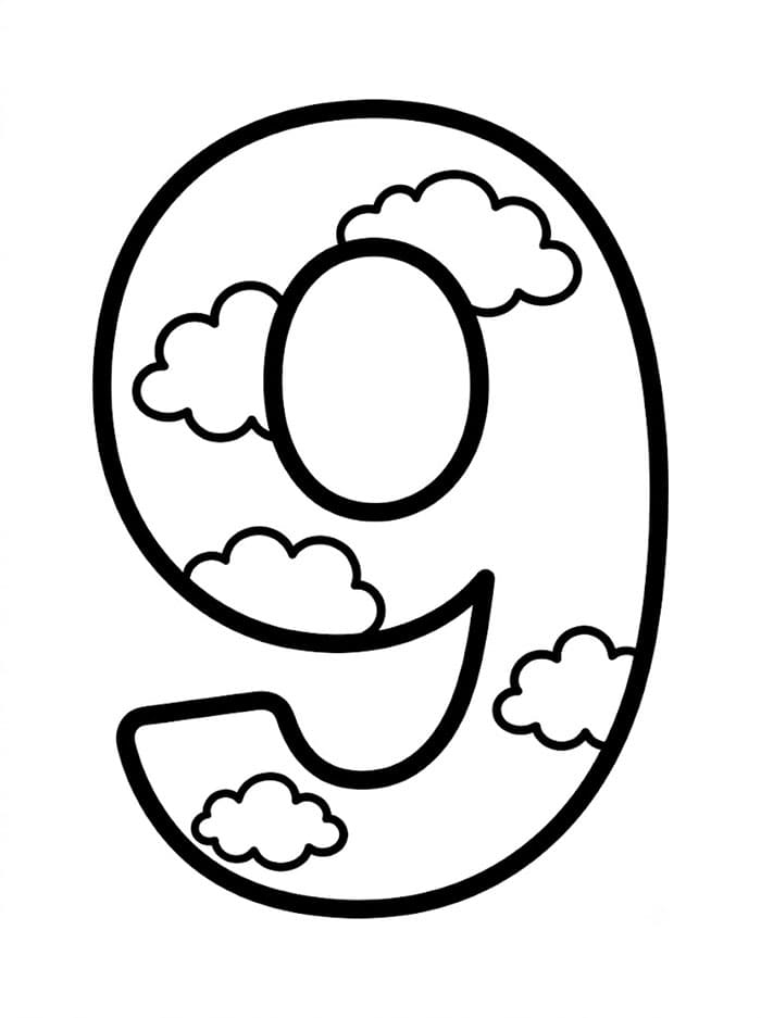 Angka 9 dengan Awan