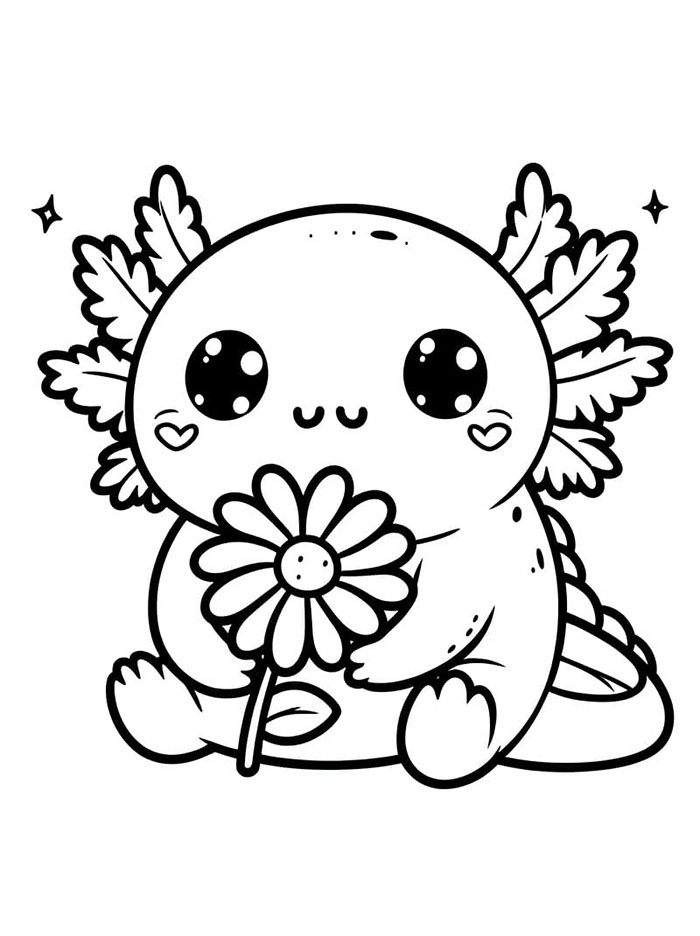 Axolotl dengan bunga