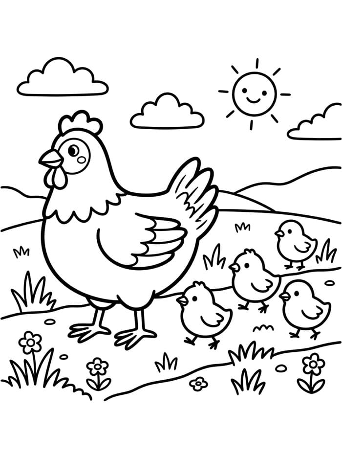Ayam Betina dengan Anak-Anaknya