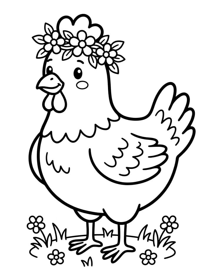 Ayam Betina dengan Mahkota Bunga
