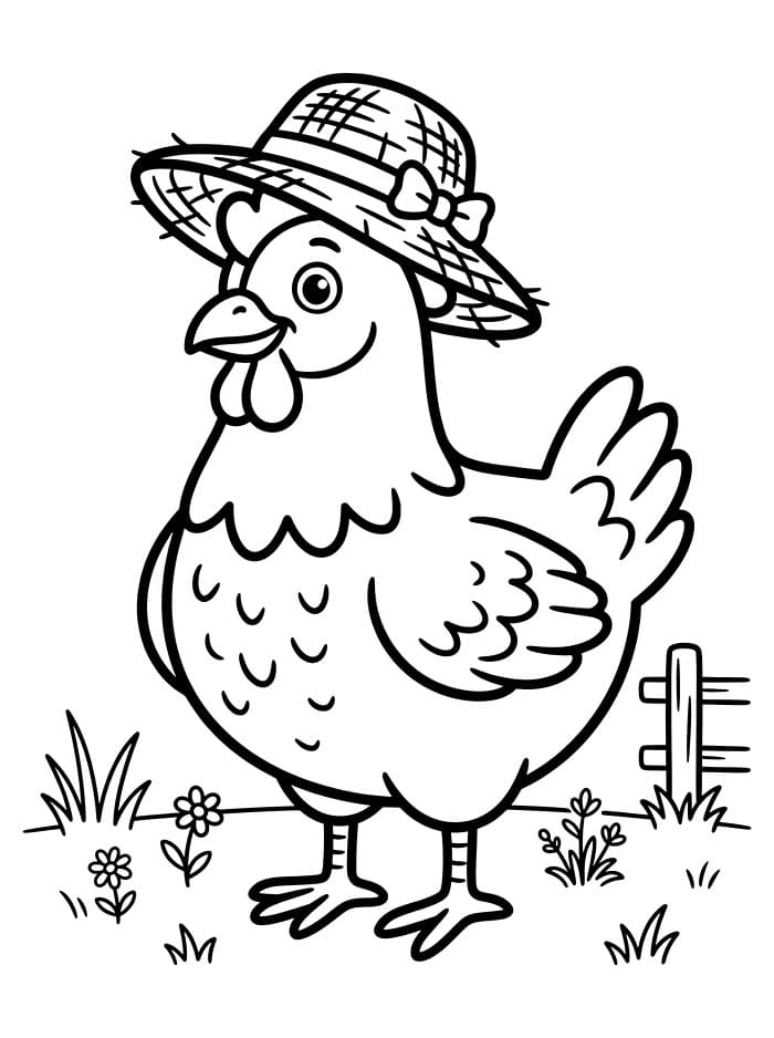 Ayam Betina dengan Topi Jerami
