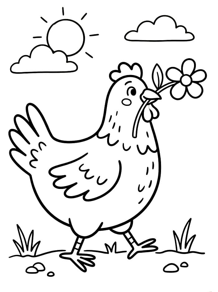Ayam Betina Membawa Bunga